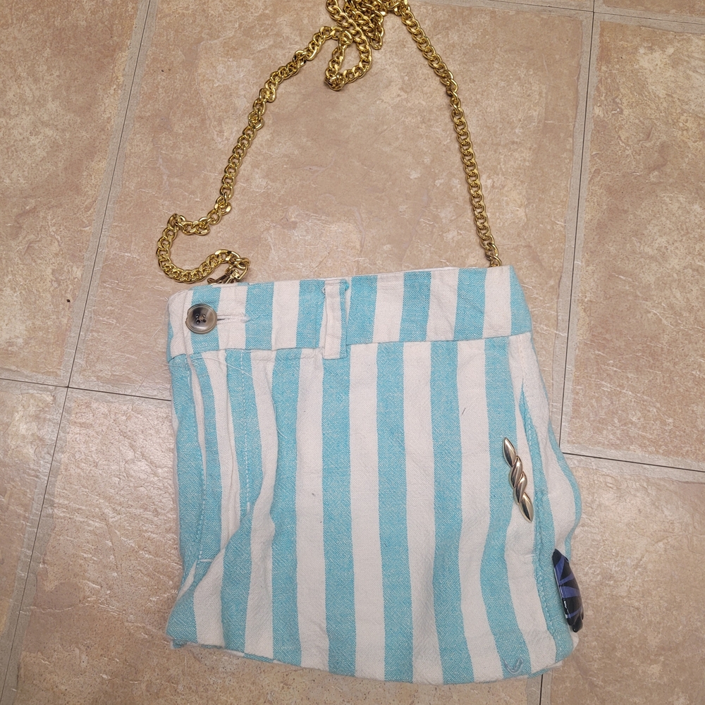 Striped Blue and White Women's Bag